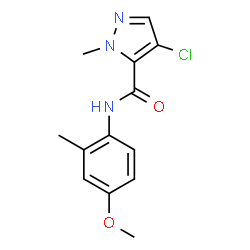 ChemSpider 2D Image | 4-Chloro-N-(4-methoxy-2-methylphenyl)-1-methyl-1H-pyrazole-5-carboxamide | C13H14ClN3O2