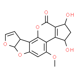 ChemSpider 2D Image | 1,3-Dihydroxy-4-methoxy-2,3,6a,9a-tetrahydrocyclopenta[c]furo[3',2':4,5]furo[2,3-h]chromen-11(1H)-one | C17H14O7