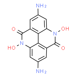 ChemSpider 2D Image | 2,7-diamino-4,9-dihydroxy-5,10-dioxo-4,5,9,10-tetrahydro-4,9-diazapyrene | C14H10N4O4