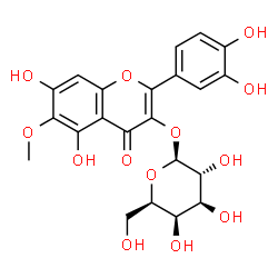 ChemSpider 2D Image | 2-(3,4-Dihydroxyphenyl)-5,7-dihydroxy-6-methoxy-4-oxo-4H-chromen-3-yl beta-D-galactopyranoside | C22H22O13