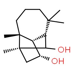 ChemSpider 2D Image | (1S,2R,7R,9S,11R)-2,6,6,9-Tetramethyltricyclo[5.4.0.0~2,9~]undecane-8,11-diol | C15H26O2