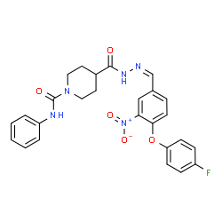 ChemSpider 2D Image | 4-({(2Z)-2-[4-(4-Fluorophenoxy)-3-nitrobenzylidene]hydrazino}carbonyl)-N-phenyl-1-piperidinecarboxamide | C26H24FN5O5