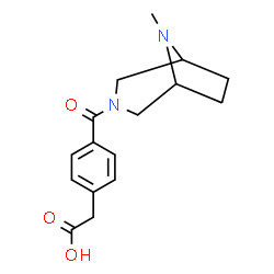 ChemSpider 2D Image | {4-[(8-Methyl-3,8-diazabicyclo[3.2.1]oct-3-yl)carbonyl]phenyl}acetic acid | C16H20N2O3