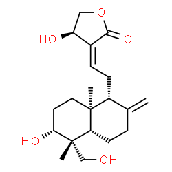 ChemSpider 2D Image | (3Z,4R)-4-Hydroxy-3-{2-[(1R,4aS,5R,6R,8aS)-6-hydroxy-5-(hydroxymethyl)-5,8a-dimethyl-2-methylenedecahydro-1-naphthalenyl]ethylidene}dihydro-2(3H)-furanone | C20H30O5