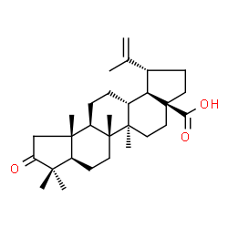 ChemSpider 2D Image | (1R,3aS,5aR,5bR,7aR,10aR,10bR,12aR,12bR)-1-Isopropenyl-5a,5b,8,8,10a-pentamethyl-9-oxooctadecahydrodicyclopenta[a,i]phenanthrene-3a(1H)-carboxylic acid | C29H44O3
