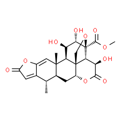 ChemSpider 2D Image | Methyl (1S,2R,3R,4S,5S,8R,9S,10R,13R,15S,16S)-3,4,10-trihydroxy-1,16-dimethyl-11,19-dioxo-6,12,20-trioxahexacyclo[13.7.0.0~2,8~.0~5,9~.0~8,13~.0~17,21~]docosa-17,21-diene-5-carboxylate | C23H26O10