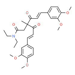 ChemSpider 2D Image | (5E)-6-(3,4-Dimethoxyphenyl)-3-[(2E)-3-(3,4-dimethoxyphenyl)-2-propenoyl]-N,N-diethyl-3-methyl-4-oxo-5-hexenamide | C30H37NO7