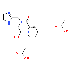 ChemSpider 2D Image | N-(2-Hydroxyethyl)-N-(1H-imidazol-2-ylmethyl)-N~2~-methyl-L-leucinamide acetate (1:2) | C17H32N4O6