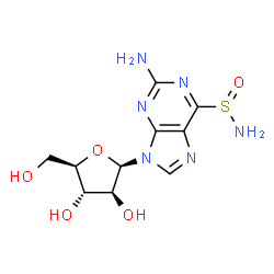 ChemSpider 2D Image | 2-Amino-9-(beta-D-arabinofuranosyl)-9H-purine-6-sulfinamide | C10H14N6O5S