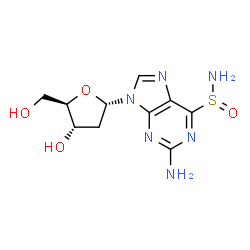 ChemSpider 2D Image | 2-Amino-9-(2-deoxy-alpha-D-erythro-pentofuranosyl)-9H-purine-6-sulfinamide | C10H14N6O4S