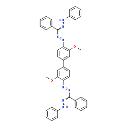 ChemSpider 2D Image | (E,E)-1,1'-(3,3'-Dimethoxy-4,4'-biphenyldiyl)bis{[(E)-phenyl(phenylhydrazono)methyl]diazene} | C40H34N8O2