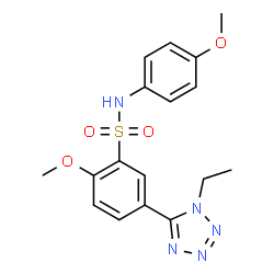 ChemSpider 2D Image | 5-(1-Ethyl-1H-tetrazol-5-yl)-2-methoxy-N-(4-methoxyphenyl)benzenesulfonamide | C17H19N5O4S