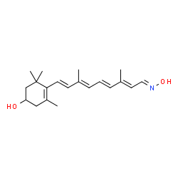 ChemSpider 2D Image | 4-[(1E,3E,5E,7E,9E)-9-(Hydroxyimino)-3,7-dimethyl-1,3,5,7-nonatetraen-1-yl]-3,5,5-trimethyl-3-cyclohexen-1-ol | C20H29NO2