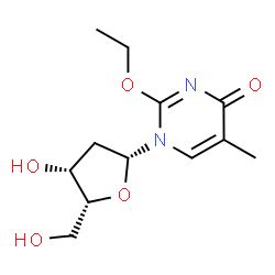 ChemSpider 2D Image | 1-(2-Deoxy-beta-D-threo-pentofuranosyl)-2-ethoxy-5-methyl-4(1H)-pyrimidinone | C12H18N2O5