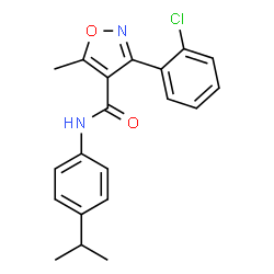 ChemSpider 2D Image | N4-(4-isopropylphenyl)-3-(2-chlorophenyl)-5-methylisoxazole-4-carboxamide | C20H19ClN2O2