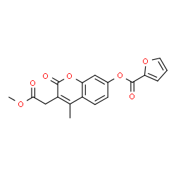 ChemSpider 2D Image | 3-(2-Methoxy-2-oxoethyl)-4-methyl-2-oxo-2H-chromen-7-yl 2-furoate | C18H14O7