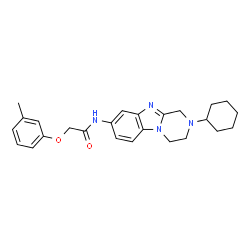 ChemSpider 2D Image | N-(2-Cyclohexyl-1,2,3,4-tetrahydropyrazino[1,2-a]benzimidazol-8-yl)-2-(3-methylphenoxy)acetamide | C25H30N4O2