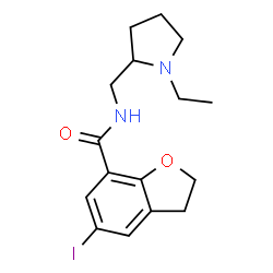 ChemSpider 2D Image | N-[(1-Ethyl-2-pyrrolidinyl)methyl]-5-iodo-2,3-dihydro-1-benzofuran-7-carboxamide | C16H21IN2O2