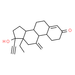 ChemSpider 2D Image | 13-Ethyl-17-ethynyl-17-hydroxy-11-methylene-1,2,6,7,8,9,10,11,12,13,14,15,16,17-tetradecahydro-3H-cyclopenta[a]phenanthren-3-one | C22H28O2