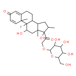 ChemSpider 2D Image | 9-Fluoro-11,17-dihydroxy-16-methyl-3,20-dioxopregna-1,4-dien-21-yl hexopyranoside | C28H39FO10
