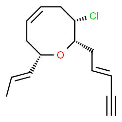 ChemSpider 2D Image | (2S,3S,5Z,8S)-3-Chloro-2-[(2E)-2-penten-4-yn-1-yl]-8-[(1E)-1-propen-1-yl]-3,4,7,8-tetrahydro-2H-oxocine | C15H19ClO