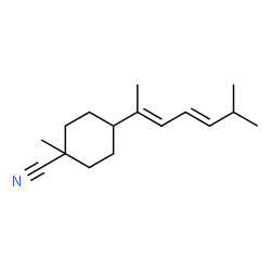 ChemSpider 2D Image | 1-Methyl-4-[(2E,4E)-6-methyl-2,4-heptadien-2-yl]cyclohexanecarbonitrile | C16H25N