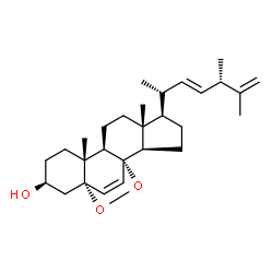ChemSpider 2D Image | (1S,2R,5R,6R,9R,10R,13S,15S)-5-[(2R,3E,5S)-5,6-Dimethyl-3,6-heptadien-2-yl]-6,10-dimethyl-16,17-dioxapentacyclo[13.2.2.0~1,9~.0~2,6~.0~10,15~]nonadec-18-en-13-ol | C28H42O3