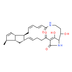 ChemSpider 2D Image | (5E,7S,9R,10S,13S,14S,16Z,18E)-24,28-Dihydroxy-10-methyl-21,26-diazatetracyclo[23.2.1.0~7,14~.0~9,13~]octacosa-1(28),5,11,16,18-pentaene-2,20,27-trione | C27H34N2O5