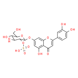 ChemSpider 2D Image | 2-(3,4-Dihydroxyphenyl)-5-hydroxy-4-oxo-4H-chromen-7-yl 2-O-sulfohexopyranoside | C21H20O14S