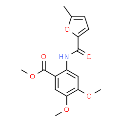 ChemSpider 2D Image | Methyl 4,5-dimethoxy-2-[(5-methyl-2-furoyl)amino]benzoate | C16H17NO6