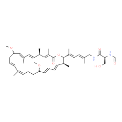 ChemSpider 2D Image | N-{(2E,4E)-5-[(2S,3S,4E,6E,8R,11Z,13E,16R,17E,19E,21R,22E)-8,16-Dimethoxy-3,12,18,21,23-pentamethyl-24-oxooxacyclotetracosa-4,6,11,13,17,19,22-heptaen-2-yl]-2-methyl-2,4-hexadien-1-yl}-N~2~-formyl-L-s
erinamide | C41H60N2O7