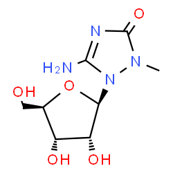 ChemSpider 2D Image | 5-Amino-2-methyl-1-(beta-D-ribofuranosyl)-1,2-dihydro-3H-1,2,4-triazol-3-one | C8H14N4O5