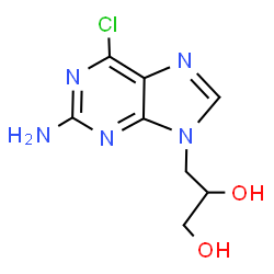 ChemSpider 2D Image | 3-(2-Amino-6-chloro-9H-purin-9-yl)-1,2-propanediol | C8H10ClN5O2