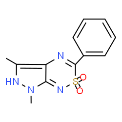ChemSpider 2D Image | 5,7-Dimethyl-3-phenyl-6,7-dihydropyrazolo[3,4-c][1,2,5]thiadiazine 2,2-dioxide | C12H12N4O2S