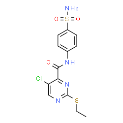 ChemSpider 2D Image | 5-Chloro-2-(ethylsulfanyl)-N-(4-sulfamoylphenyl)-4-pyrimidinecarboxamide | C13H13ClN4O3S2