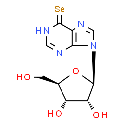 ChemSpider 2D Image | 9-(beta-D-Ribofuranosyl)-1,9-dihydro-6H-purine-6-selone | C10H12N4O4Se