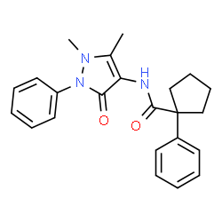 ChemSpider 2D Image | N-(1,5-Dimethyl-3-oxo-2-phenyl-2,3-dihydro-1H-pyrazol-4-yl)-1-phenylcyclopentanecarboxamide | C23H25N3O2