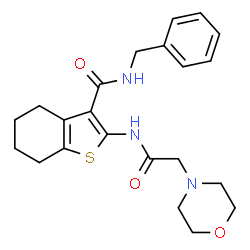 ChemSpider 2D Image | N-Benzyl-2-[(4-morpholinylacetyl)amino]-4,5,6,7-tetrahydro-1-benzothiophene-3-carboxamide | C22H27N3O3S