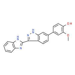 ChemSpider 2D Image | 4-[3-(1H-Benzimidazol-2-yl)-1H-indazol-6-yl]-2-methoxyphenol | C21H16N4O2