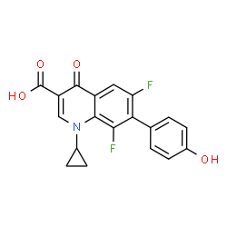 ChemSpider 2D Image | 1-Cyclopropyl-6,8-difluoro-7-(4-hydroxyphenyl)-4-oxo-1,4-dihydro-3-quinolinecarboxylic acid | C19H13F2NO4