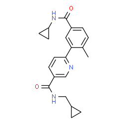 ChemSpider 2D Image | 6-[5-(Cyclopropylcarbamoyl)-2-methylphenyl]-N-(cyclopropylmethyl)nicotinamide | C21H23N3O2
