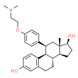 ChemSpider 2D Image | 11beta-(4-(2-(Dimethylamino)ethoxy)phenyl)estra-1,3,5(10)-triene-3,17beta-diol | C28H37NO3