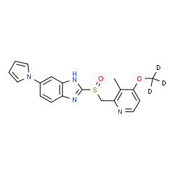 ChemSpider 2D Image | 2-[({3-Methyl-4-[(~2~H_3_)methyloxy]-2-pyridinyl}methyl)sulfinyl]-6-(1H-pyrrol-1-yl)-1H-benzimidazole | C19H15D3N4O2S