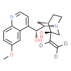 ChemSpider 2D Image | (3alpha,8alpha,9R)-6'-Methoxy(10,11,11-~2~H_3_)cinchonan-3,9-diol | C20H21D3N2O3