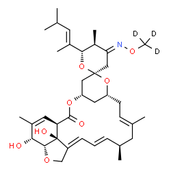 ChemSpider 2D Image | (1'R,2R,4E,4'S,5S,6S,8'R,10'E,13'R,14'E,16'E,20'R,21'R,24'S)-21',24'-Dihydroxy-5,11',13',22'-tetramethyl-4-{[(~2~H_3_)methyloxy]imino}-6-[(2E)-4-methyl-2-penten-2-yl]-3,4,5,6-tetrahydro-2'H-spiro[pyra
n-2,6'-[3,7,19]trioxatetracyclo[15.6.1.1~4,8~.0~20,24~]pentacosa[10,14,16,22]tetraen]-2'-one | C37H50D3NO8