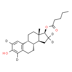 ChemSpider 2D Image | (9beta,17beta)-3-Hydroxy(2,4,16,16-~2~H_4_)estra-1,3,5(10)-trien-17-yl valerate | C23H28D4O3
