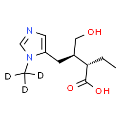 ChemSpider 2D Image | (2S,3R)-2-Ethyl-4-hydroxy-3-{[1-(~2~H_3_)methyl-1H-imidazol-5-yl]methyl}butanoic acid | C11H15D3N2O3