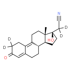 ChemSpider 2D Image | (17alpha)-17-Hydroxy-3-oxo(2,2,20,20-~2~H_4_)-19-norpregna-4,9-diene-21-nitrile | C20H21D4NO2