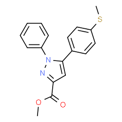 ChemSpider 2D Image | Methyl 5-[4-(methylsulfanyl)phenyl]-1-phenyl-1H-pyrazole-3-carboxylate | C18H16N2O2S