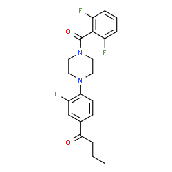 ChemSpider 2D Image | 1-{4-[4-(2,6-Difluorobenzoyl)-1-piperazinyl]-3-fluorophenyl}-1-butanone | C21H21F3N2O2